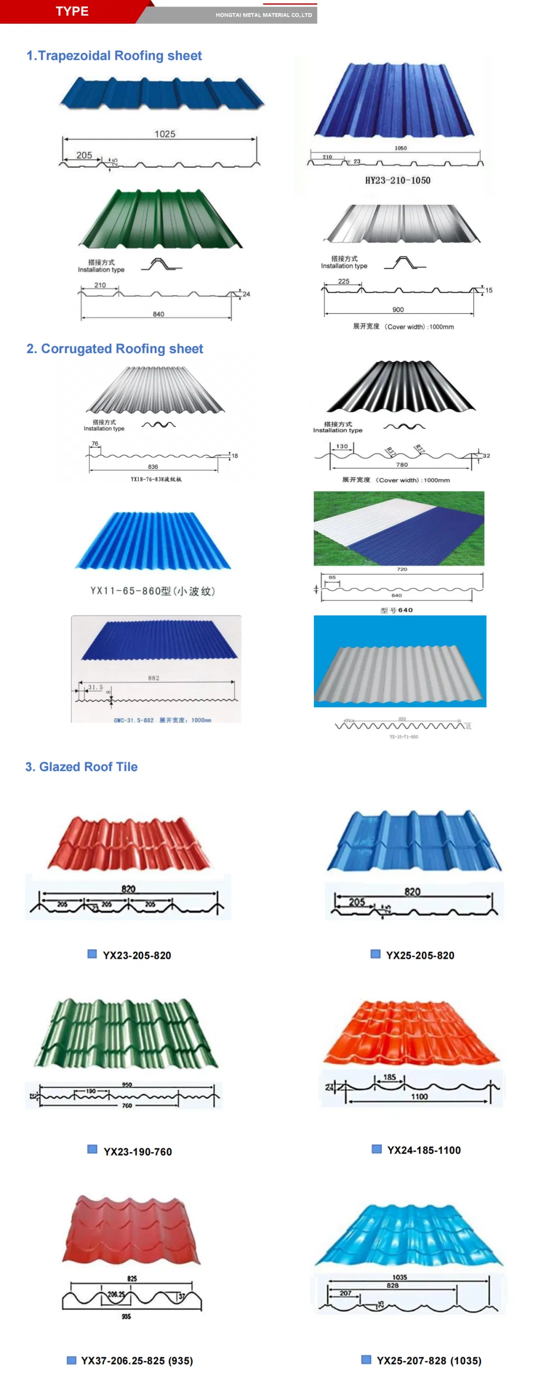 Building Material Gi PPGI Galvanized Prepainted Color Coated Corrugated Glazed Trapezoidal Steel Roofing/Roof Tile Sheet